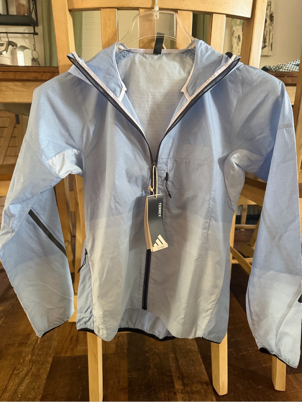 adidas Pale Blue Hooded Windbreaker Jacket